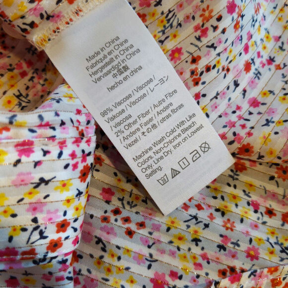 NWT J Crew Ruffle Top Pink Red Shimmer Floral Spring Easter Blouse Small - Picture 10 of 12